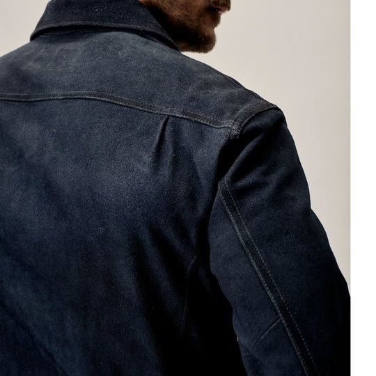 Mens Blue Suede Leather Jacket Shirt Style