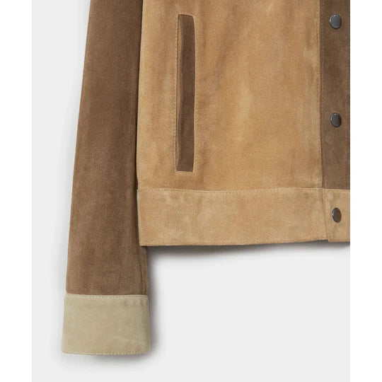 Mens Suede Leather Biker Shirt Jeans Jacket