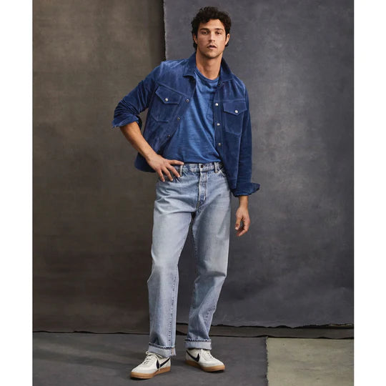 Mens Chocolate Medium Blue Suede Leather Bomber Jacket