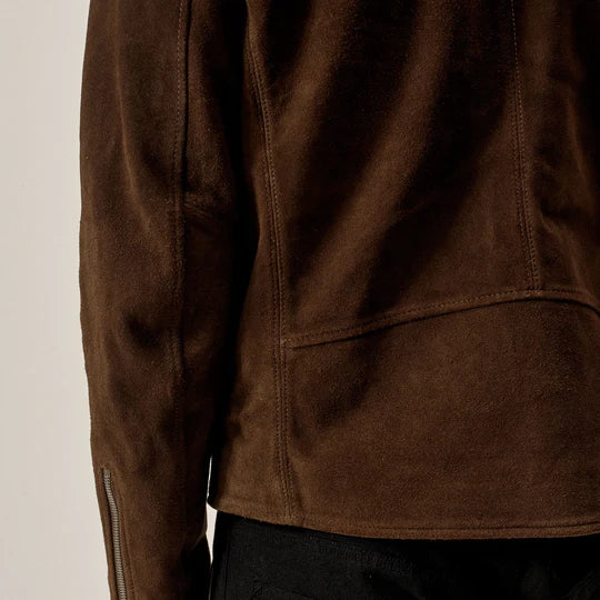 Mens Brown Suede Leather Bomber Jacket