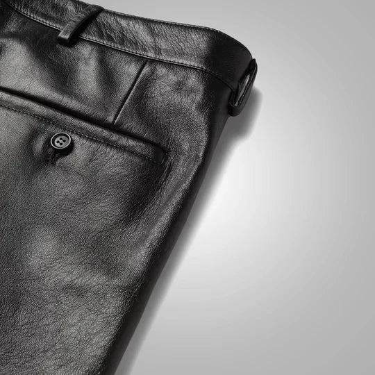Mens Black Leather Shorts Premium Cowhide Fashion