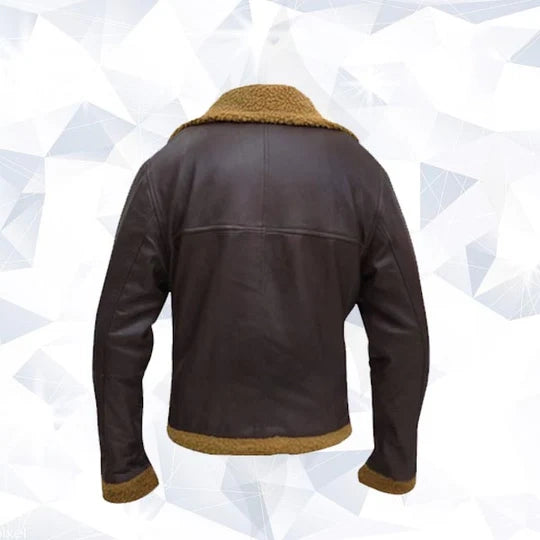 B3 Men Flying Aviator Shearling Sheepskin Bomber Jacket