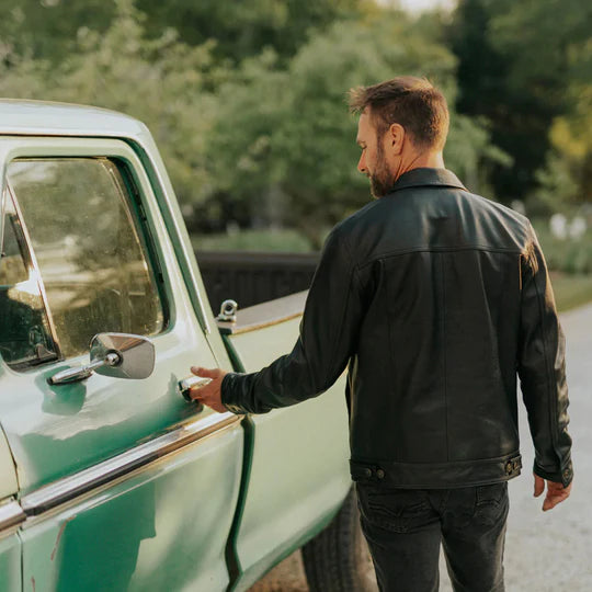 B3 Black Sheepskin Leather Motorcycle Jacket for Men