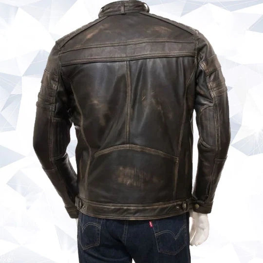 Mens Vintage Distressed Brown Leather Four Pocket Jacket