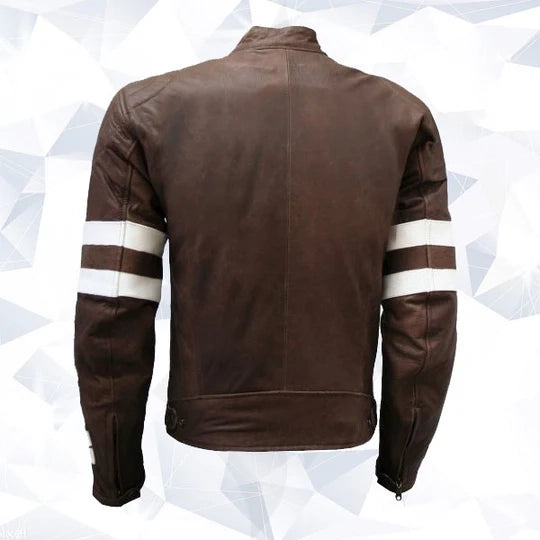 Vintage Distressed Brown Leather Jacket for Men