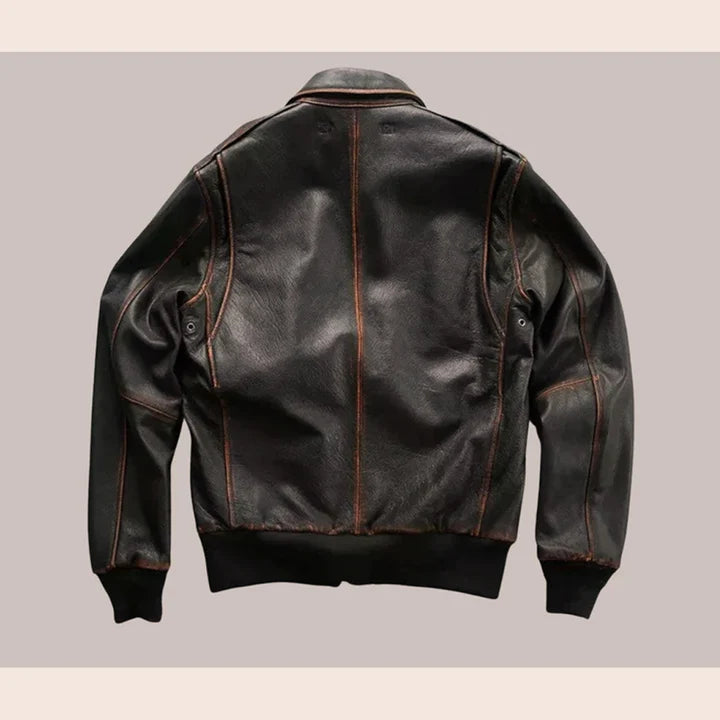 Distressed Brown A2 Aviator Military Leather Bomber Jacket