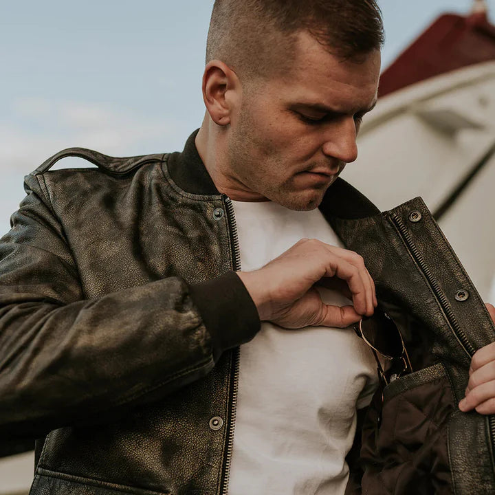B3 Pilot Black Flying Leather Bomber Jacket