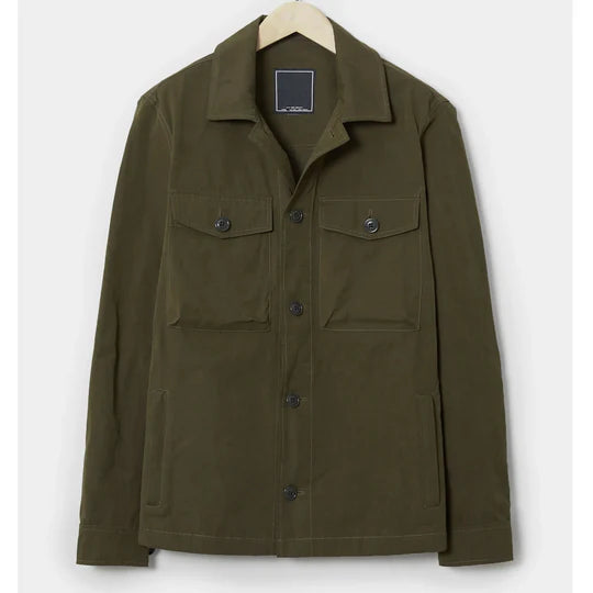 Mens Green Suede Leather Shirt Style Jacket