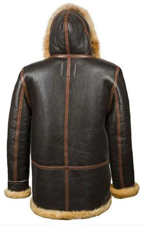 Mens WWII B7 Flying Parka Shearling Leather Jacket
