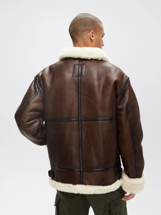 B3 Flight Sheepskin Leather Bomber Aviator Jacket