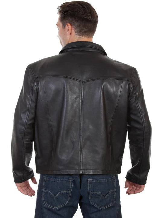 Black Leather Biker Jacket for Men