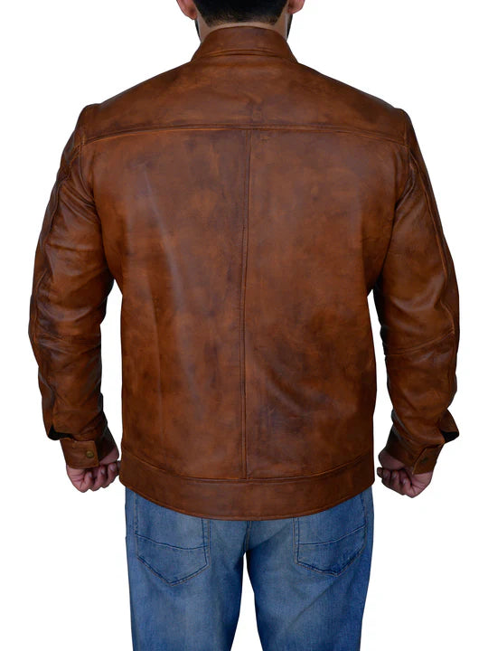 Mens Distressed Brown Real Leather Jacket