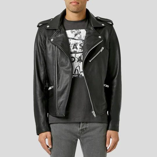 Cimarron Black Lambskin Motorcycle Leather Jacket