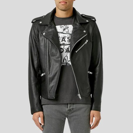 Cimarron Black Lambskin Motorcycle Leather Jacket
