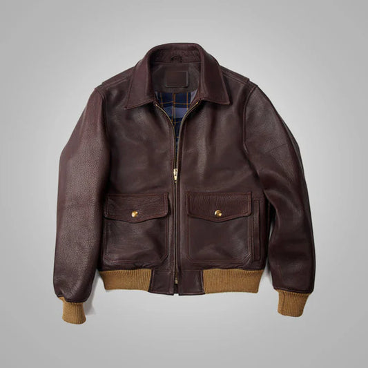 Mens A2 Bomber RAF Aviator Sheepskin Leather Jacket
