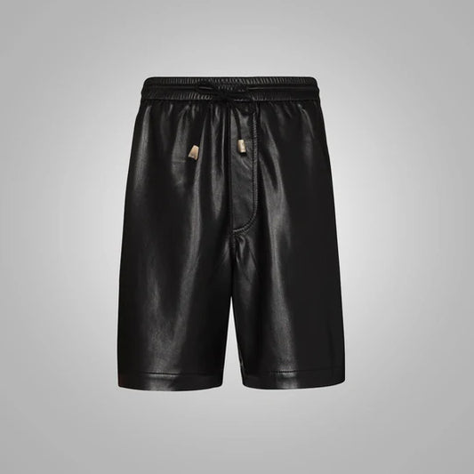 Mens New Black Lambskin Leather Shorts Premium Fashion