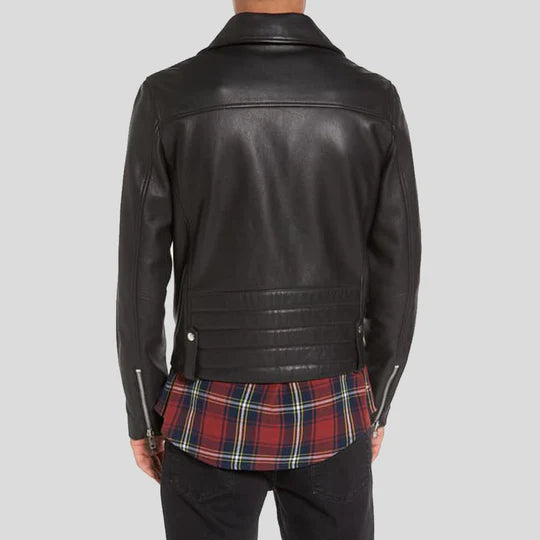 Caden Black Lambskin Biker Leather Jacket