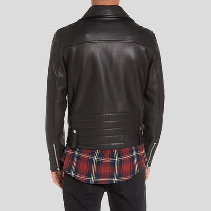 Caden Black Lambskin Biker Leather Jacket