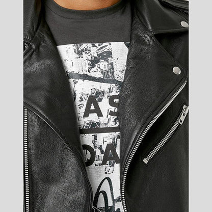 Cimarron Black Lambskin Motorcycle Leather Jacket