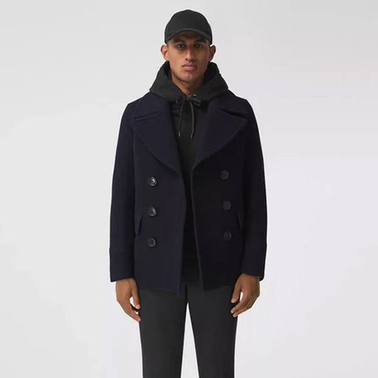 Mens Dark Blue Wool Navy Peacoat