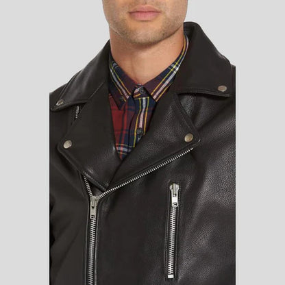 Caden Black Lambskin Biker Leather Jacket