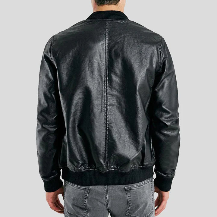Bailei Black Classic Bomber Leather Jacket