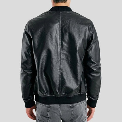 Bailei Black Classic Bomber Leather Jacket