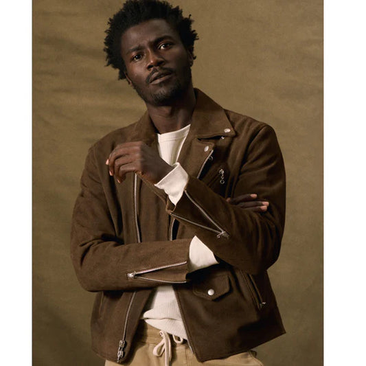 Mens Brown Suede Leather Bomber Jacket