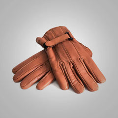 Mens Genuine Sheepskin Light Brown Winter Gloves