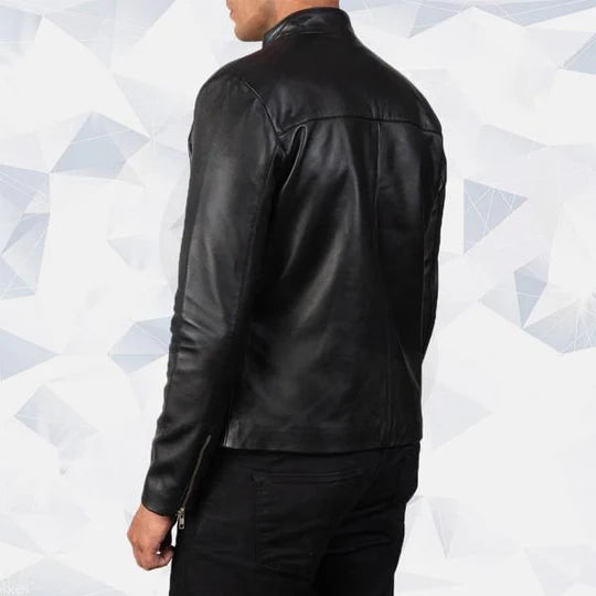 Adornica Black Mens Leather Biker Jacket
