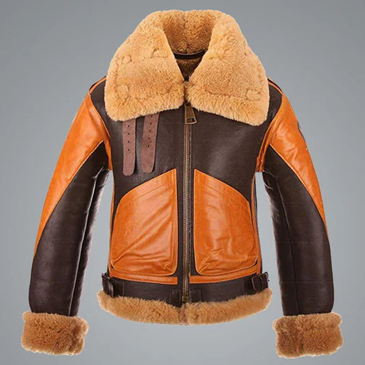 Aviator Sheepskin RAF Men B3 Shearling Bomber Jacket