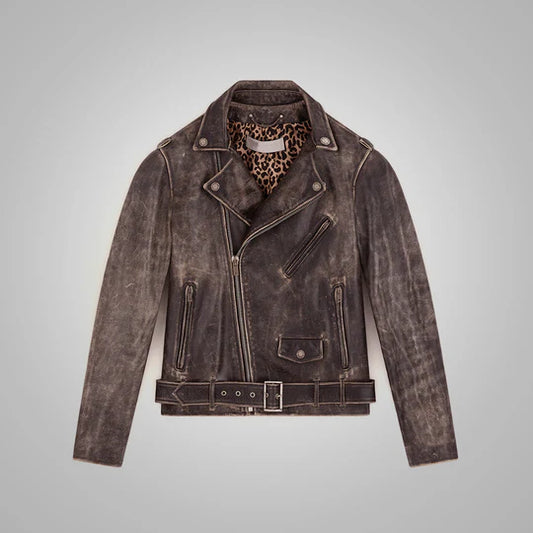 Men Fine Grain Distressed Lambskin Leather Jacket