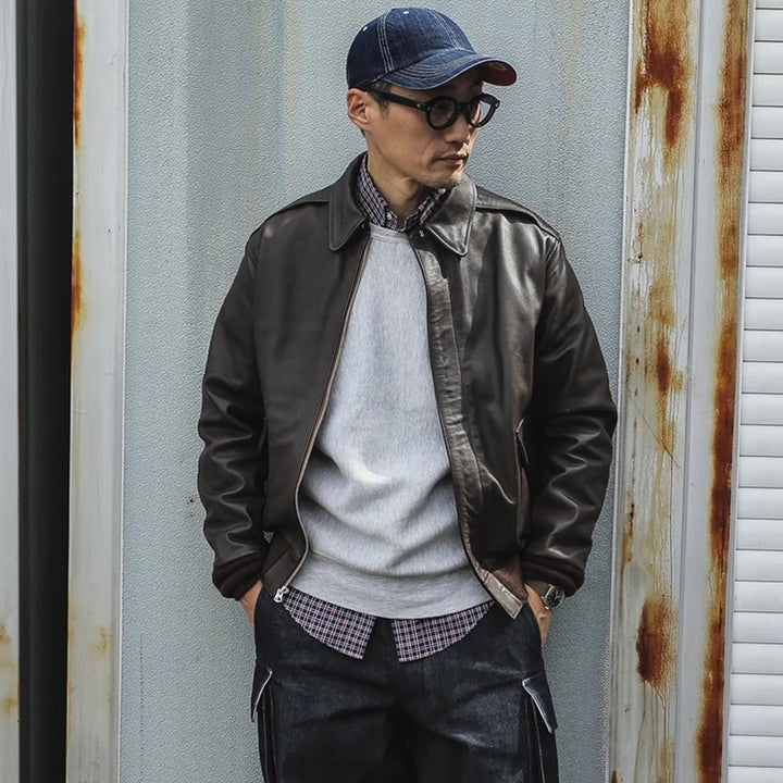 A2 Horseskin  Brown Flying Leather Bomber Jacket