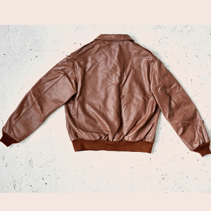 A2 Lambskin Brown Leather Bomber Jacket