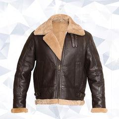 Brown RAF Aviator Real Shearling Sheepskin Leather Jacket